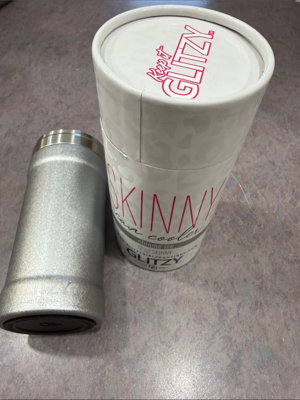 Glitz Silver Skinny with Metallic Finish Travel Tumbler - Keep it Glitz